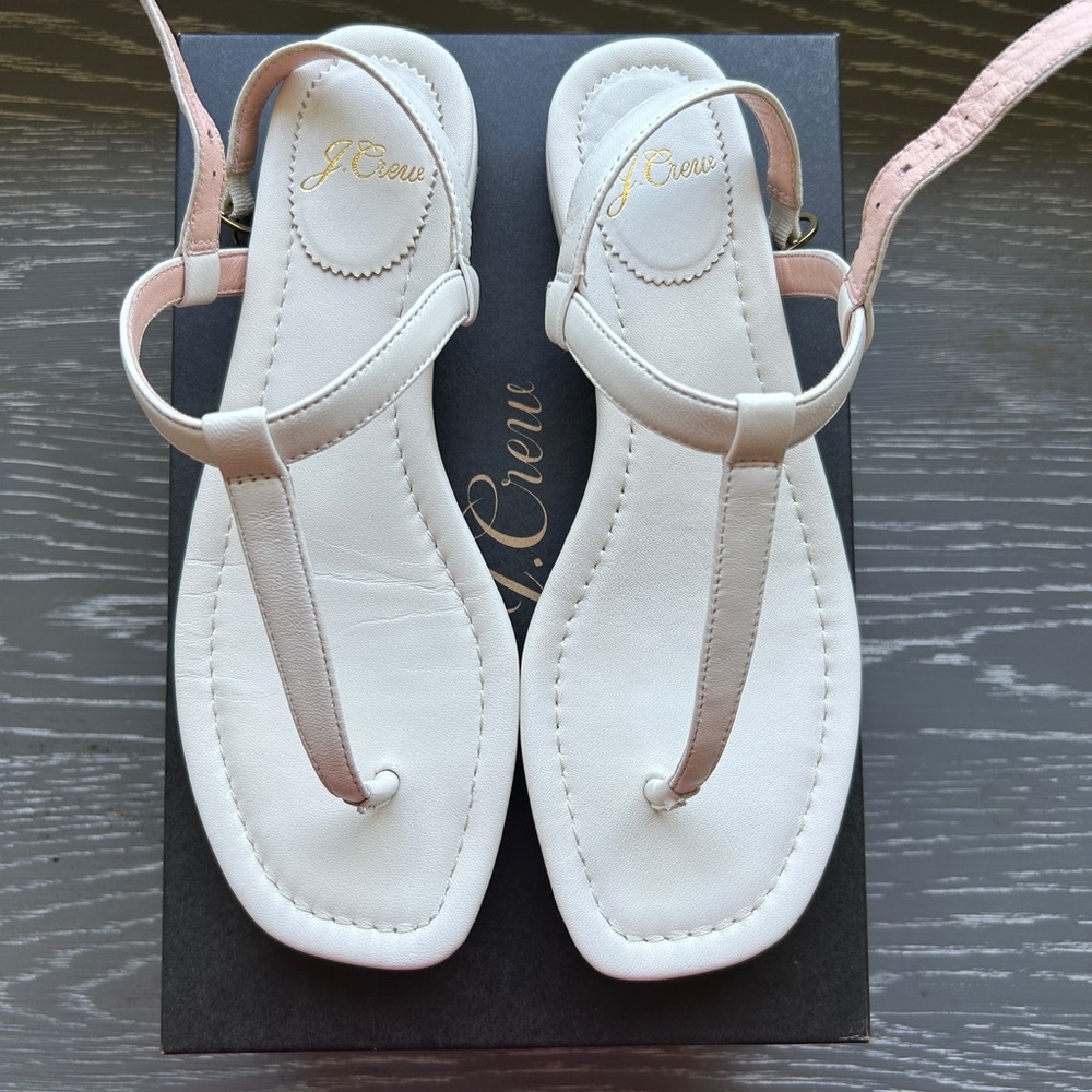 J. Crew White Leather Sandals